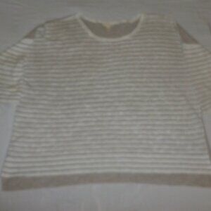 Eileen Fisher Large Oversized Lightweight Sweater Linen Cotton Natural White EUC